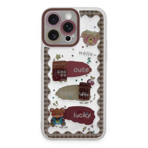 Durukar®  iPhone 14 Pro Max Kılıf Sweet Desenli Silikon Kapak - Şeffaf