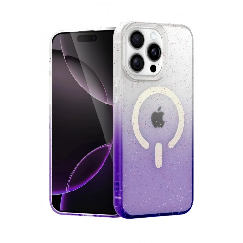 Durukar®   iPhone 14 Pro Max Pummel Shiny Magsafe Kapak - Mor