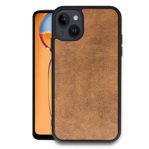Durukar®  iPhone 15 Kılıf Aras Deri Kapak - Taba