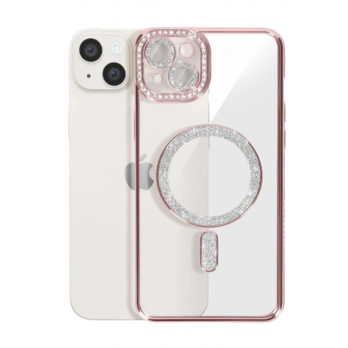Durukar®   iPhone 15 Kılıf Joke Simli Magneticsafe Kılıf - Pembe