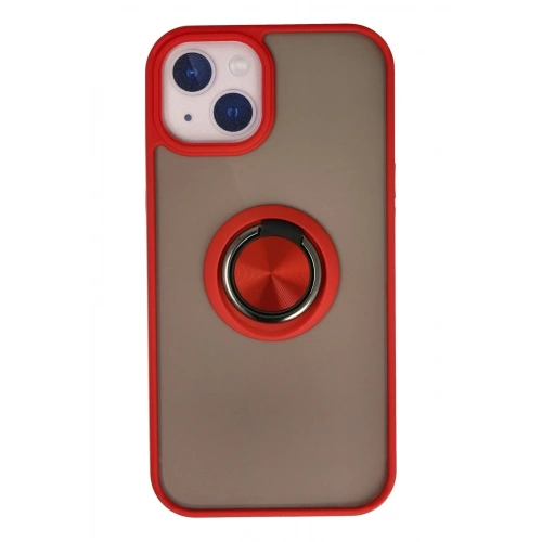 Durukar®  iPhone 15 Kılıf Montreal Yüzüklü Silikon Kapak - Kırmızı