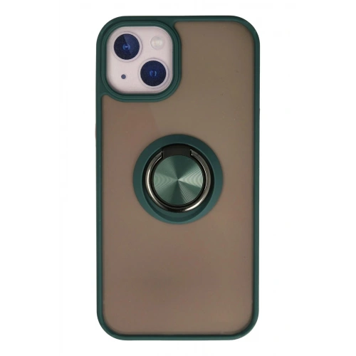 Durukar®  iPhone 15 Kılıf Montreal Yüzüklü Silikon Kapak - Yeşil