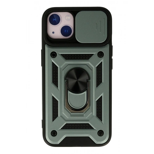 Durukar®  iPhone 15 Kılıf Pars Lens Yüzüklü Silikon - Yeşil