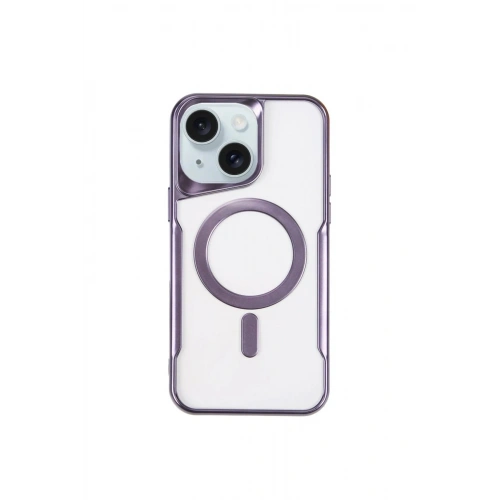 Durukar®  iPhone 15 Plus Kılıf Boyi Magsafe Silikon Kapak - Derin Mor
