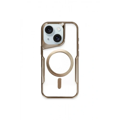 Durukar®  iPhone 15 Plus Kılıf Boyi Magsafe Silikon Kapak - Kahverengi