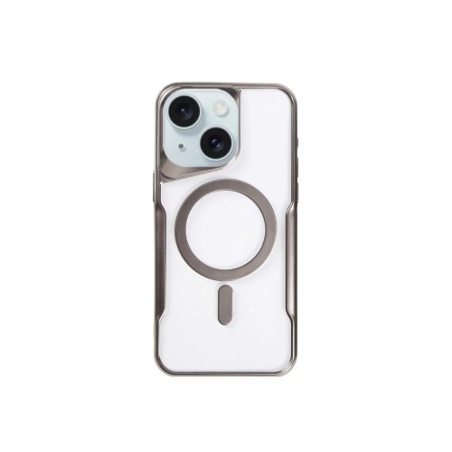 Durukar®  iPhone 15 Plus Kılıf Boyi Magsafe Silikon Kapak - Titan Gri