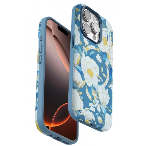 Durukar®  iPhone 15 Pro Max Flower Series Magsafe Kapak - Mavi