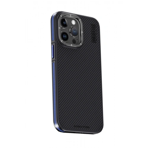 Durukar®  iPhone 15 Pro Max Kılıf Aramid 600D Kevlar Karbon Fiber Magsafe Kapak - Lacivert
