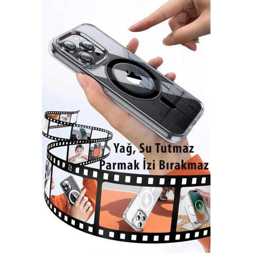 Durukar®  iPhone 15 Pro Max Kılıf Crystal Magsafe Kapak - Şeffaf