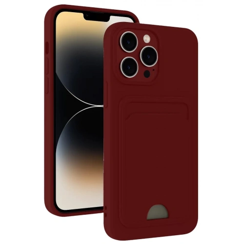 Durukar®   iPhone 15 Pro Max Kılıf Kelvin Kartvizitli Silikon - Bordo