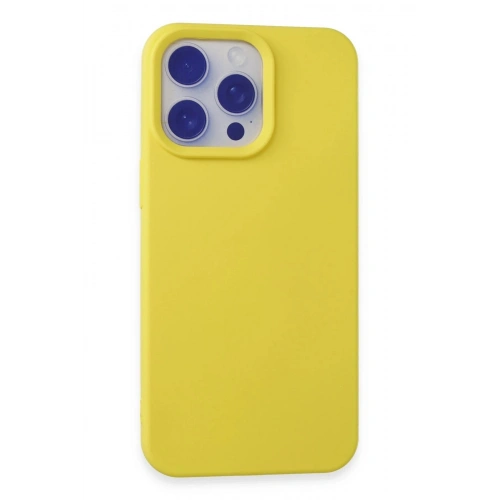 Durukar®  iPhone 15 Pro Max Kılıf Nano içi Kadife Silikon - Sarı
