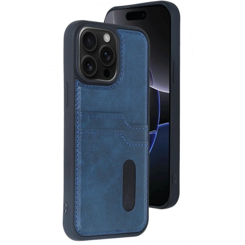 Durukar®  iPhone 15 Pro Max Kılıf Sara Kartvizitli Deri Kılıf - Lacivert