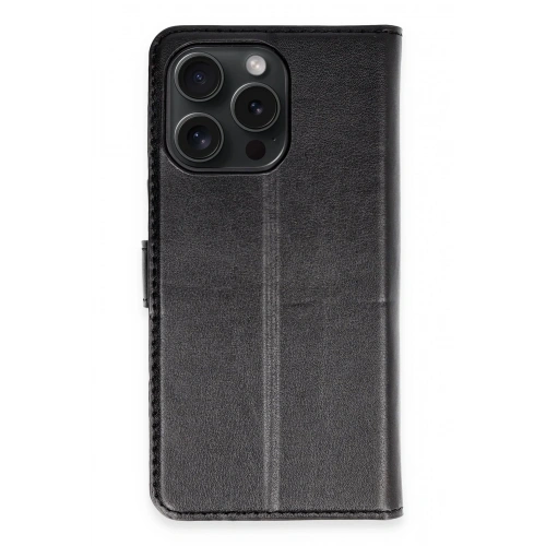 Durukar®  iPhone 15 Pro Max Kılıf Trend S Plus Kapaklı Kılıf - Siyah