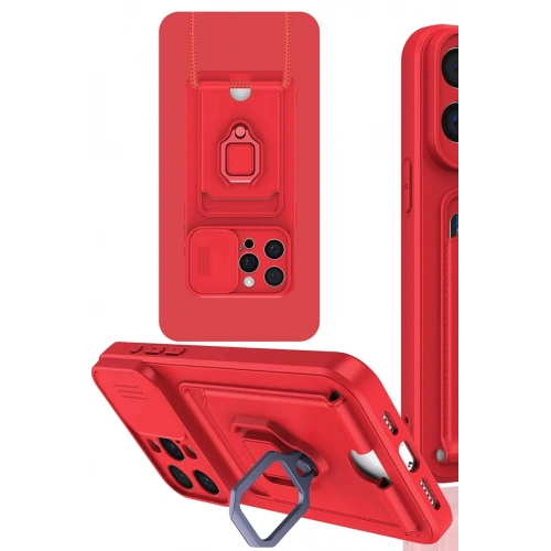 Durukar®  iPhone 15 Pro Max Kılıf Zuma Kartvizitli Yüzüklü Silikon - Kırmızı
