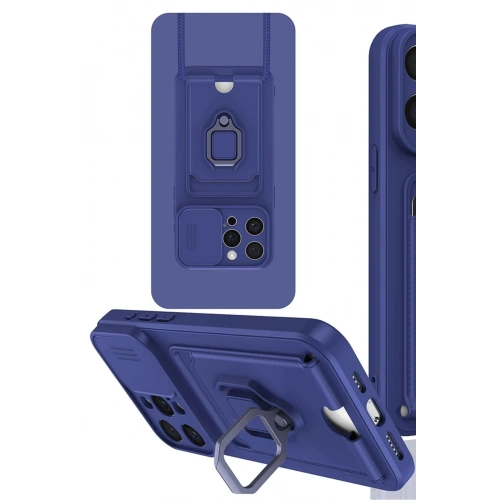 Durukar®  iPhone 15 Pro Max Kılıf Zuma Kartvizitli Yüzüklü Silikon - Lacivert