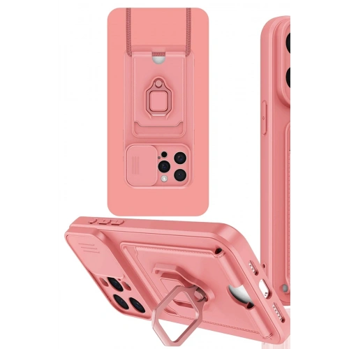 Durukar®  iPhone 15 Pro Max Kılıf Zuma Kartvizitli Yüzüklü Silikon - Pembe