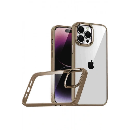 Durukar®   iPhone 15 Pro Max  Lensli Silikon - Çöl Titanyum