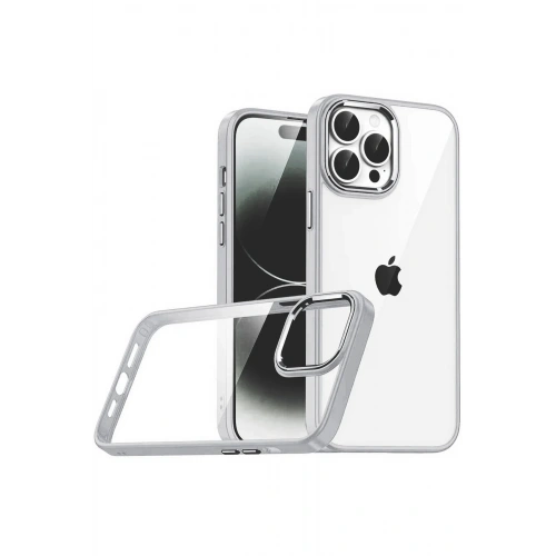 Durukar®   iPhone 15 Pro Max  Lensli Silikon - Gümüş