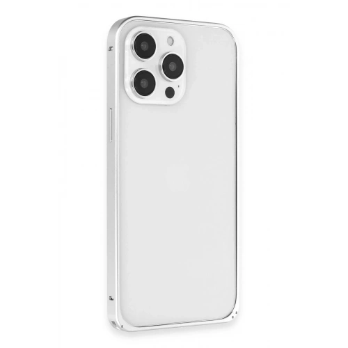 Durukar®  iPhone 15 Pro Max Metal Bumper Mat Kapak - Gümüş