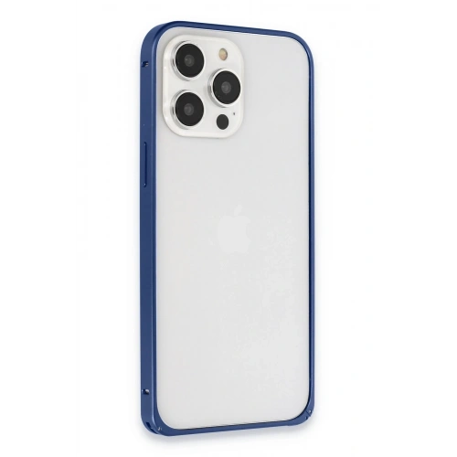 Durukar®  iPhone 15 Pro Max Metal Bumper Mat Kapak - Lacivert
