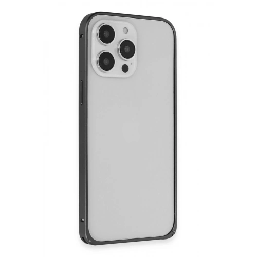 Durukar®  iPhone 15 Pro Max Metal Bumper Mat Kapak - Siyah