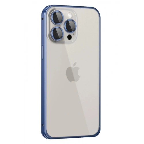 Durukar®  iPhone 15 Pro Metal Bumper Mat Kapak - Lacivert