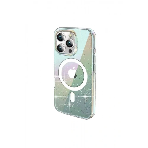 Durukar®  iPhone 15 Pro Rasasi Simli Magsafe Kapak - Şeffaf
