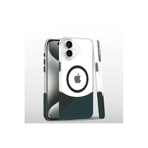 Durukar®  iPhone 16 Carbon Puzzle Magsafe Kapak - Açık Mavi