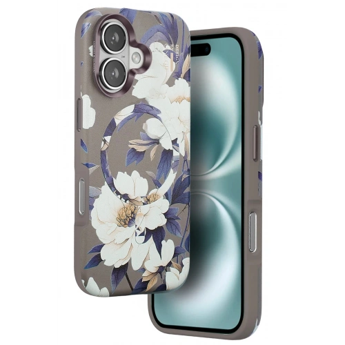 Durukar®  iPhone 16 Flower Series Magsafe Kapak - Gri