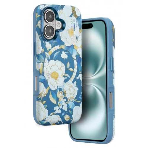 Durukar®  iPhone 16 Flower Series Magsafe Kapak - Mavi