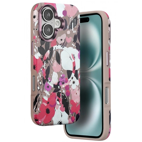 Durukar®  iPhone 16 Flower Series Magsafe Kapak - Pembe