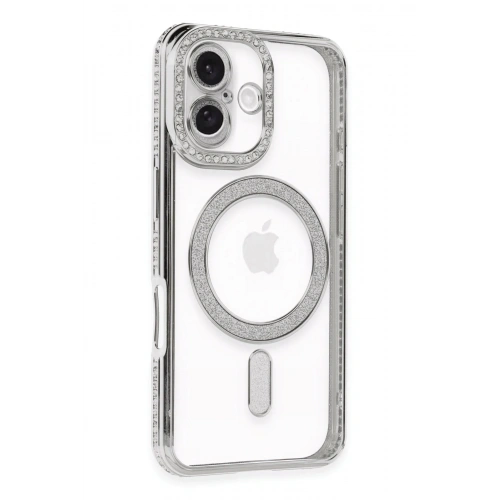 Durukar®  iPhone 16 Kılıf Joke Simli Magneticsafe Kılıf - Gümüş