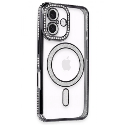 Durukar®  iPhone 16 Kılıf Joke Simli Magneticsafe Kılıf - Siyah