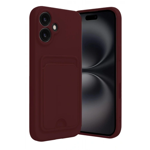 Durukar®  iPhone 16 Kılıf Kelvin Kartvizitli Silikon - Bordo
