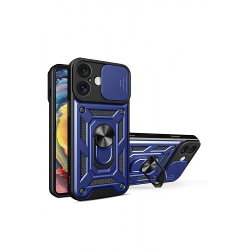 Durukar®  iPhone 16 Kılıf Pars Lens Yüzüklü Silikon - Lacivert