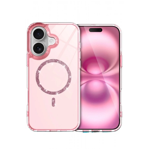Durukar®   iPhone 16 Live Diamond Magsafe Kapak - Pembe