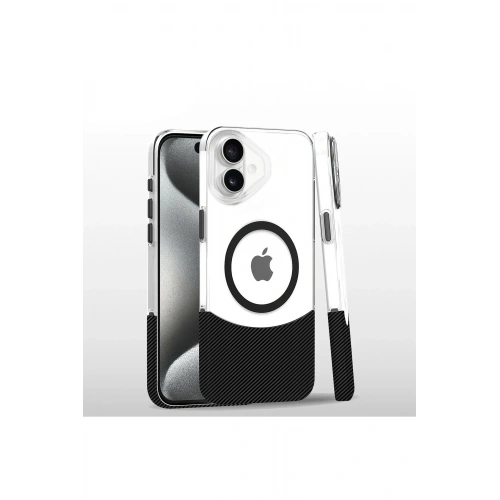 Durukar®  iPhone 16 Plus Carbon Puzzle Magsafe Kapak - Siyah