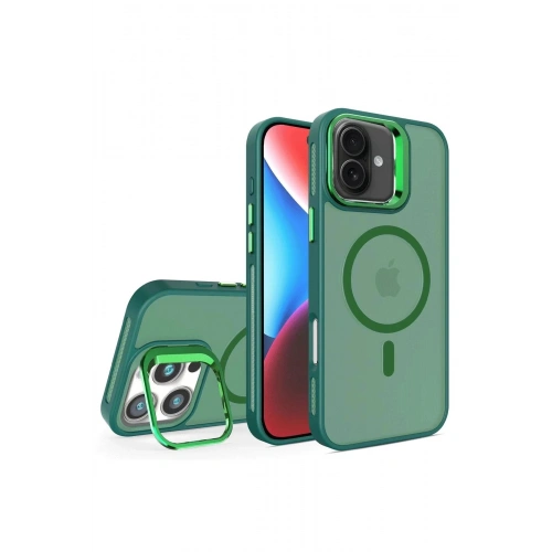 Durukar®  iPhone 16 Plus Flet Lens Magsafe Kapak - Koyu Yeşil