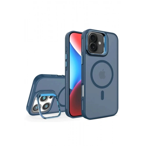 Durukar®  iPhone 16 Plus Flet Lens Magsafe Kapak - Lacivert