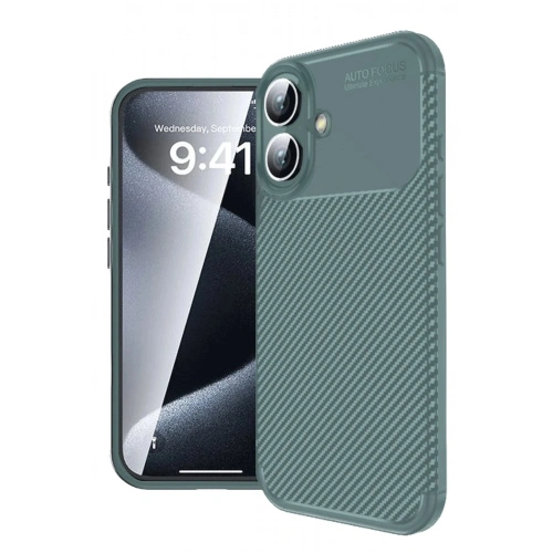 Durukar®  iPhone 16 Plus Kılıf Auto Focus Karbon Kapak - Koyu Yeşil