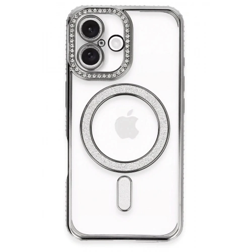 Durukar®  iPhone 16 Plus Kılıf Joke Simli Magneticsafe Kılıf - Gri
