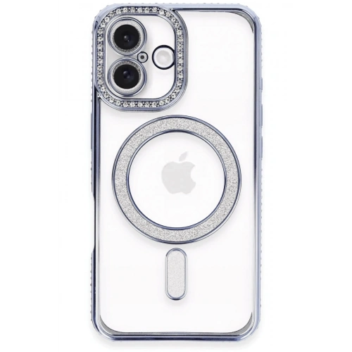Durukar®  iPhone 16 Plus Kılıf Joke Simli Magneticsafe Kılıf - Mavi