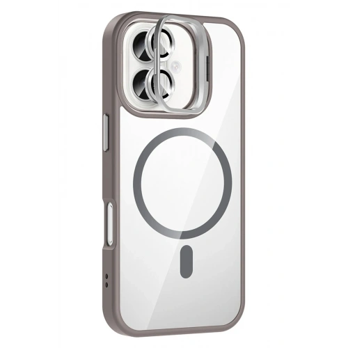 Durukar®   iPhone 16 Plus Remim Lensli Magsafe Standlı Kapak - Titan Gri
