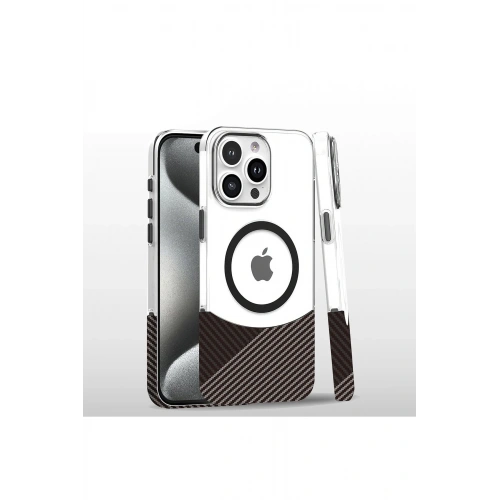 Durukar®  iPhone 16 Pro Carbon Puzzle Magsafe Kapak - Gri
