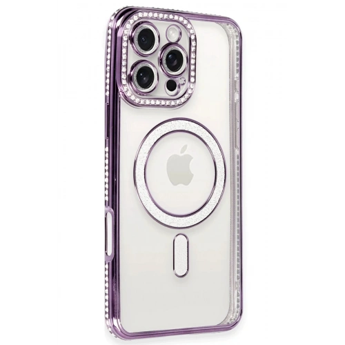 Durukar®  iPhone 16 Pro Kılıf Joke Simli Magneticsafe Kılıf - Derin Mor
