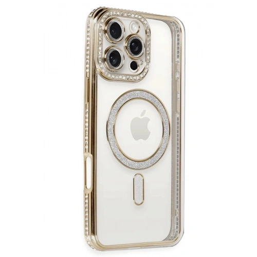 Durukar®  iPhone 16 Pro Kılıf Joke Simli Magneticsafe Kılıf - Gold