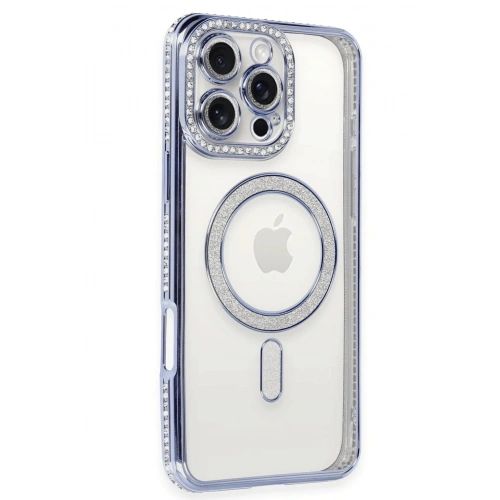 Durukar®  iPhone 16 Pro Kılıf Joke Simli Magneticsafe Kılıf - Mavi