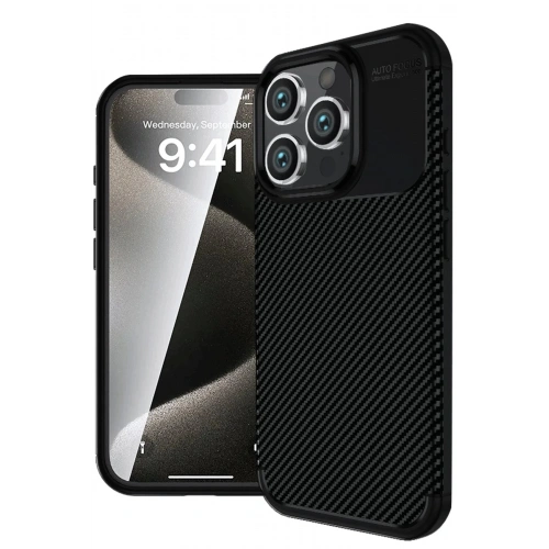 Durukar®  iPhone 16 Pro Max Kılıf Auto Focus Karbon Kapak - Siyah