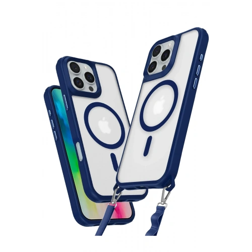 Durukar®  iPhone 16 Pro Max Kılıf Enka Magsafe Silikon Kılıf - Lacivert