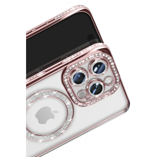 Durukar®  iPhone 16 Pro Max Kılıf Joke Simli Magneticsafe Kılıf - Pembe